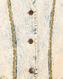 1980s Vintage Fuse Paris Acid Wash Denim Vest