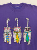 Vintage Get Serious Wacky Cat Purple Crewneck Sweatshirt Carol Montgomery (XL)