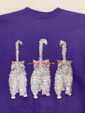 Vintage Get Serious Wacky Cat Purple Crewneck Sweatshirt Carol Montgomery (XL)
