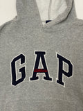 Vintage 1990s Gap Embroidered Gray Hooded Sweatshirt Hoodie (Kids XL - Adult S/Med Cropped)