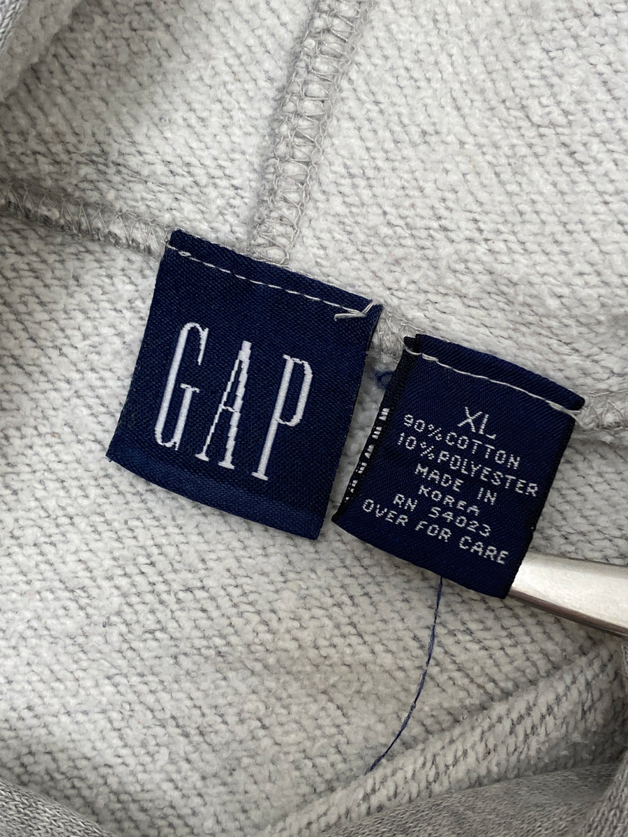Vintage 1990s Gap Embroidered Gray Hooded Sweatshirt Hoodie (Kids