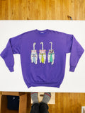 Vintage Get Serious Wacky Cat Purple Crewneck Sweatshirt Carol Montgomery (XL)