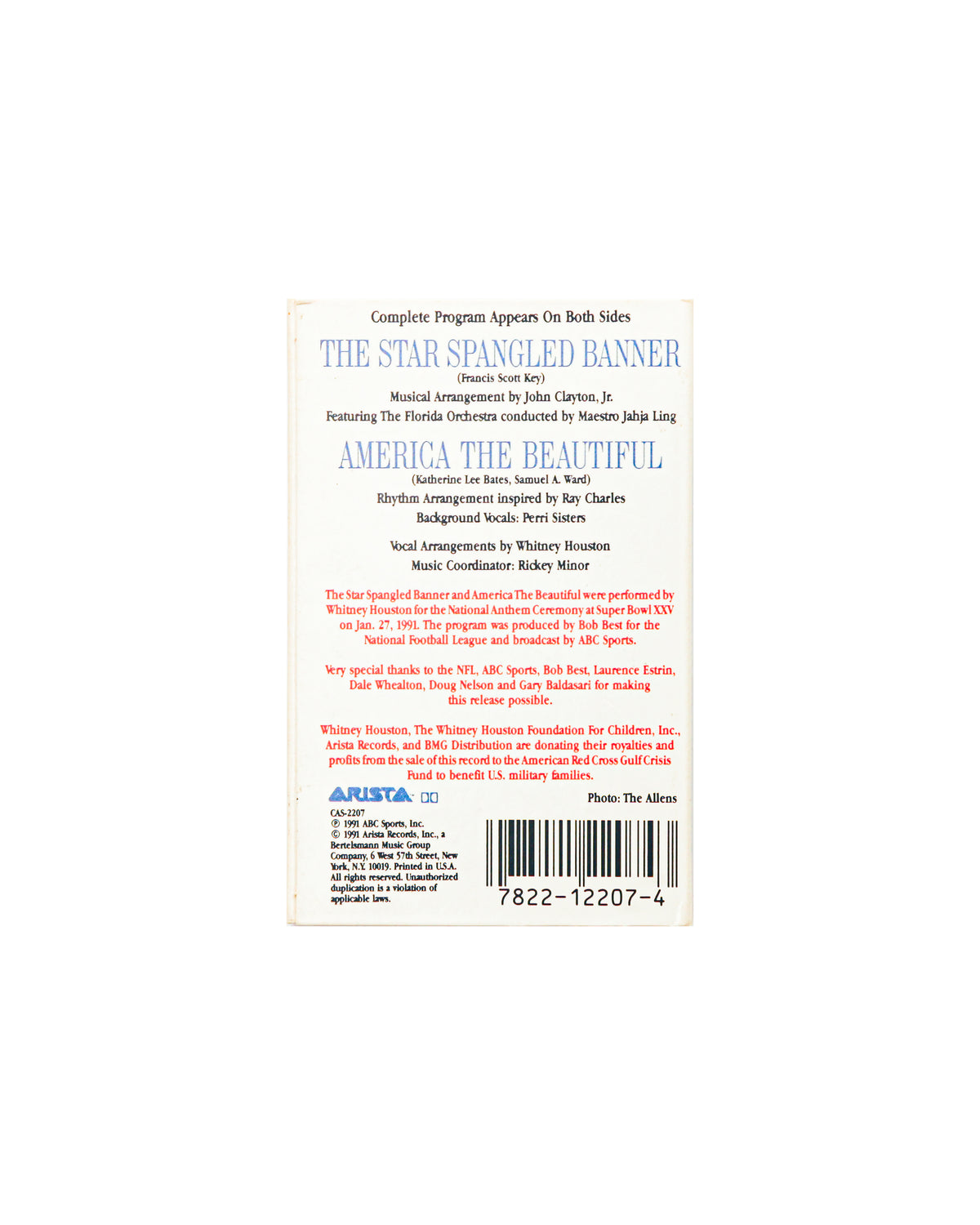 Whitney Houston - The Star Spangled Banner - As Performed At Super Bowl XXV - Cassette Tape