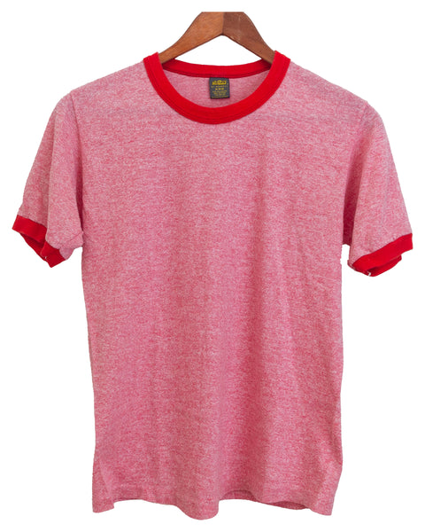 Vintage 1980s Jerzees Tri-Blend Blank Ringer Single Stitch Made in USA T-Shirt (Medium)