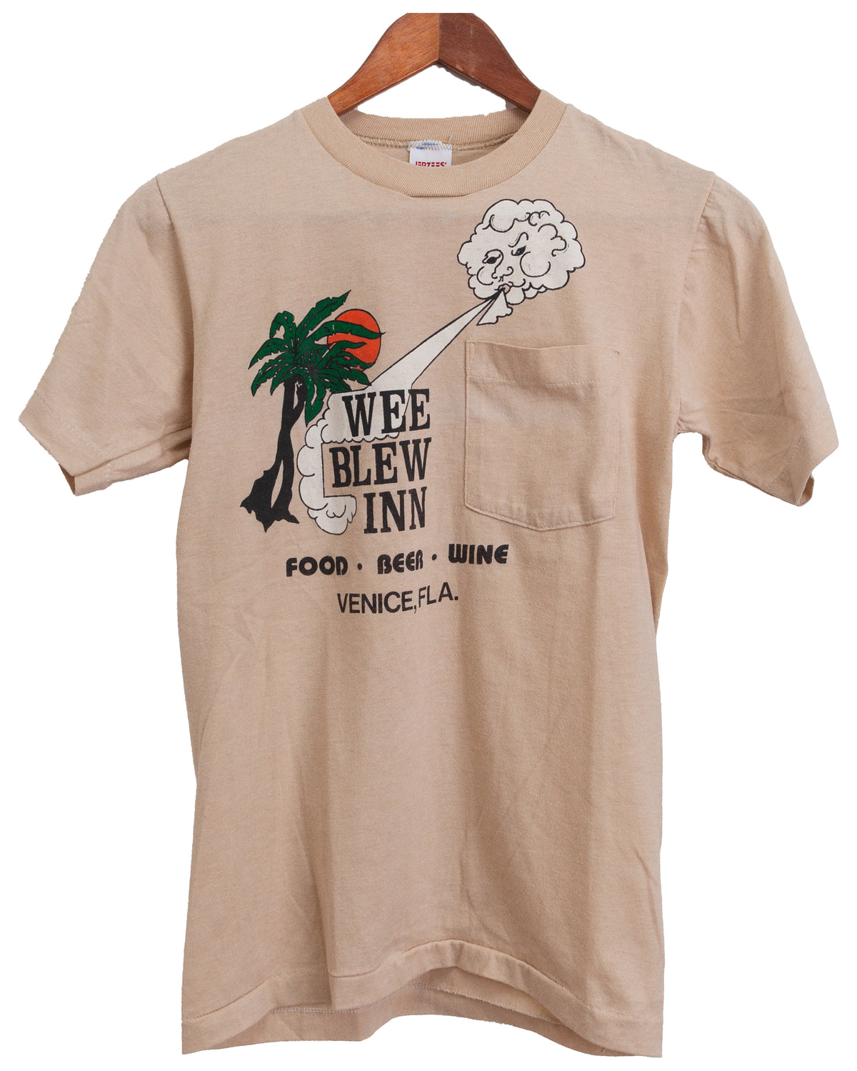 Vintage 1980s Venice Florida Single Stitch Made in USA Pocket T-Shirt (Small)