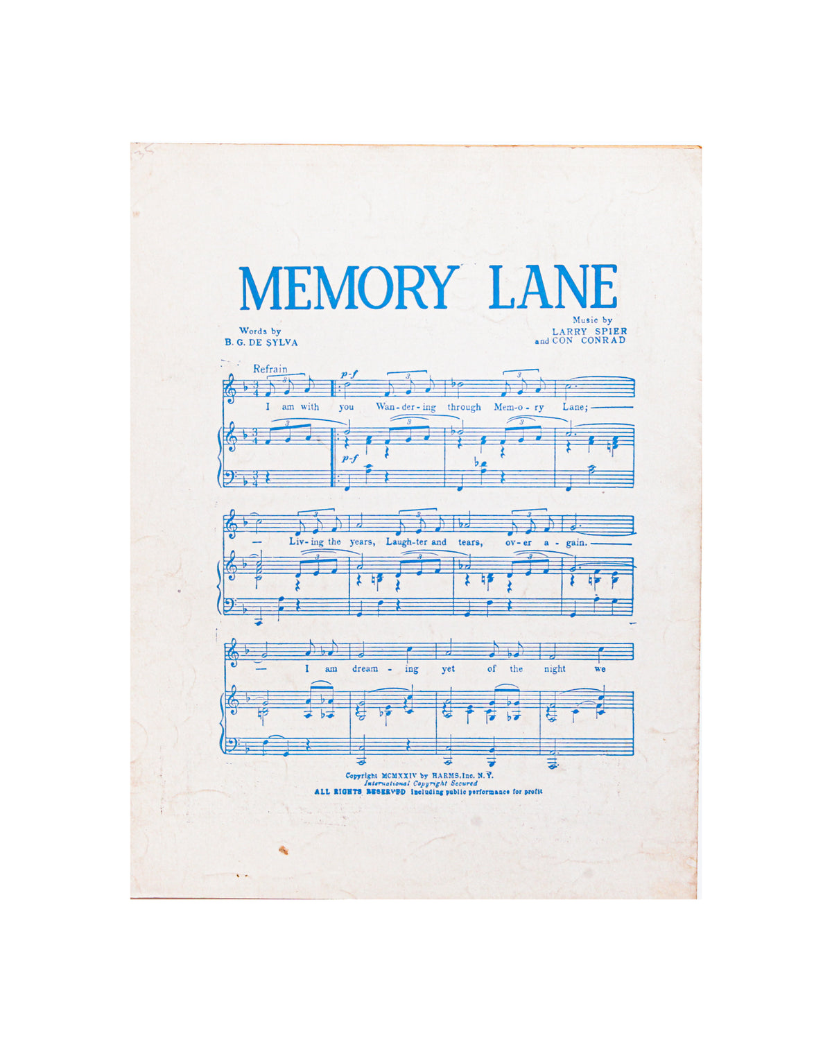 1923 A Love Song - Vintage Sheet Music