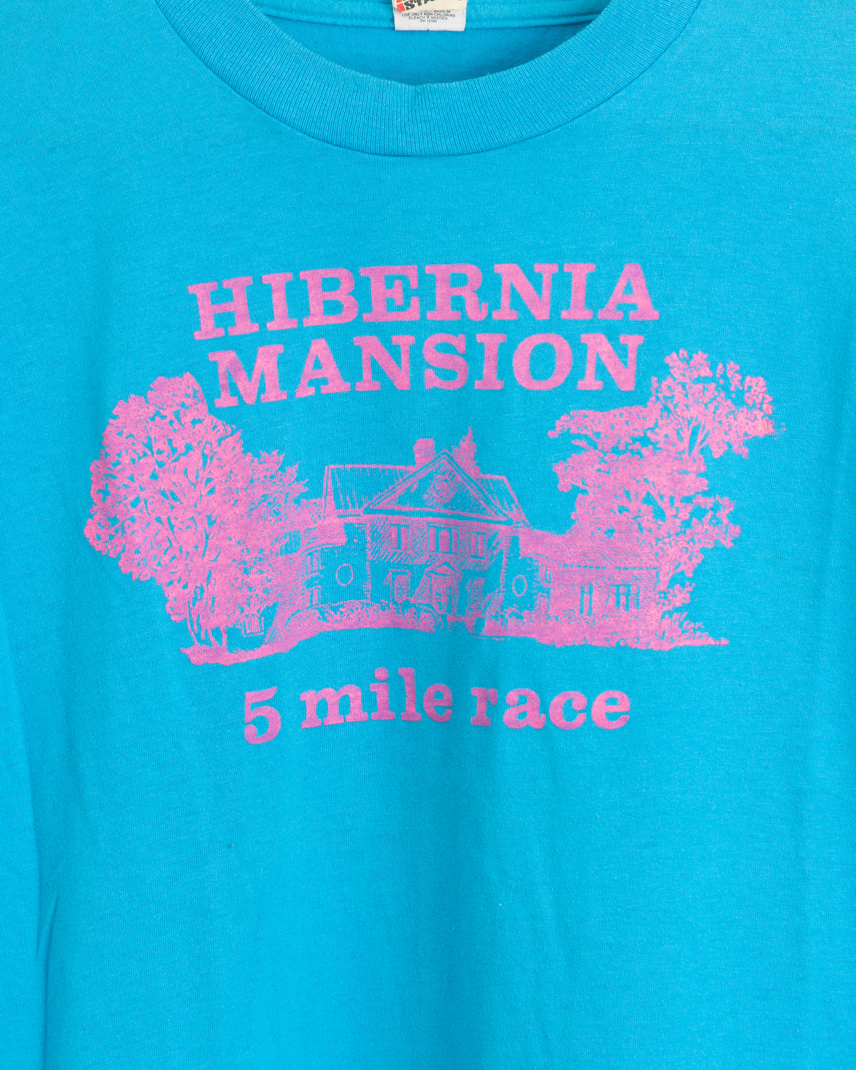 Vintage 1980s Screen Stars Hibernia Mansion 5 Mile Race Single Stitch Made in USA T-Shirt (Large)