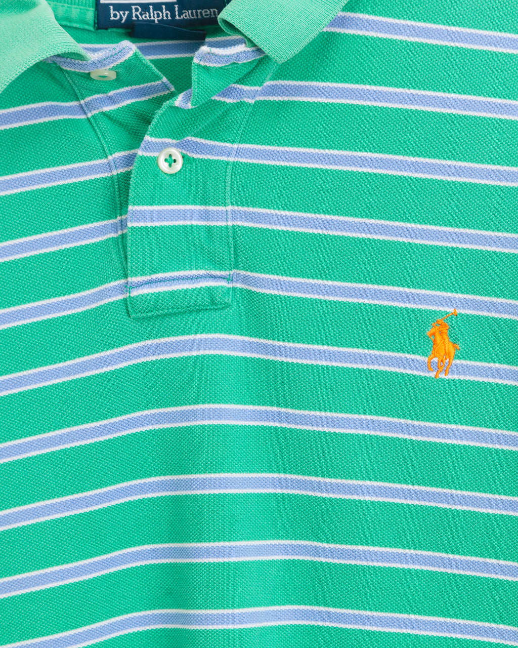 Vintage Polo Ralph Lauren Green Pastel Striped Short Sleeve Polo Shirt (Large)