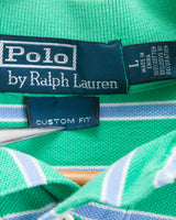 Vintage Polo Ralph Lauren Green Pastel Striped Short Sleeve Polo Shirt (Large)