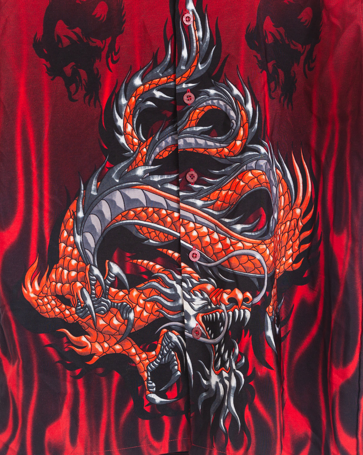 Vintage Y2k 2000s Authentic Shaolin Dragon Short Sleeve Button Up Shirt (Kids Medium 10-12)
