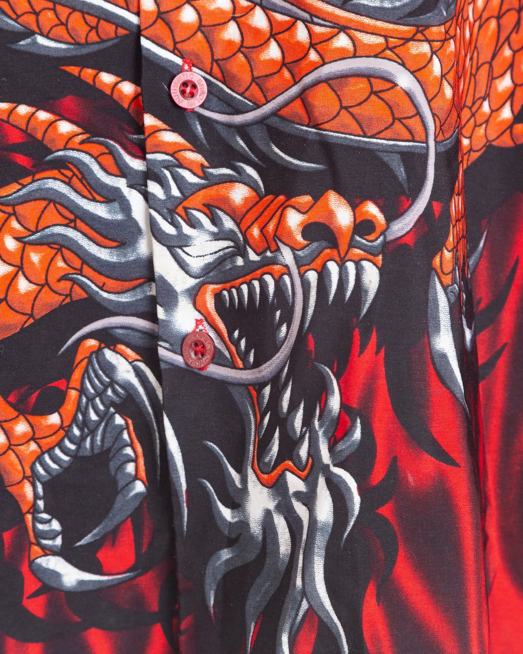 Vintage Y2k 2000s Authentic Shaolin Dragon Short Sleeve Button Up Shirt (Kids Medium 10-12)