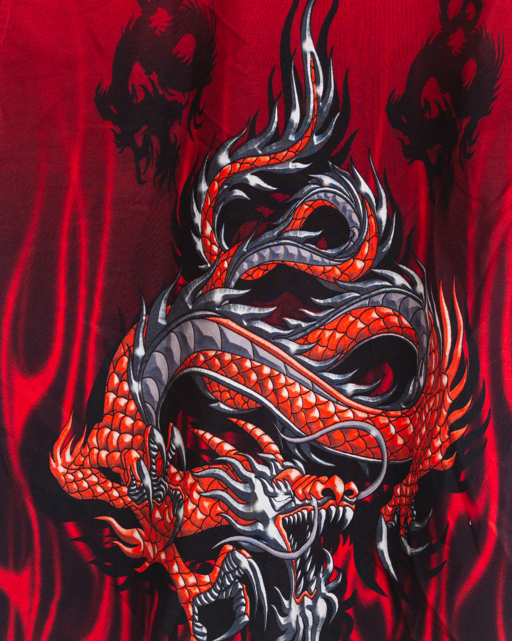 Vintage Y2k 2000s Authentic Shaolin Dragon Short Sleeve Button Up Shirt (Kids Medium 10-12)