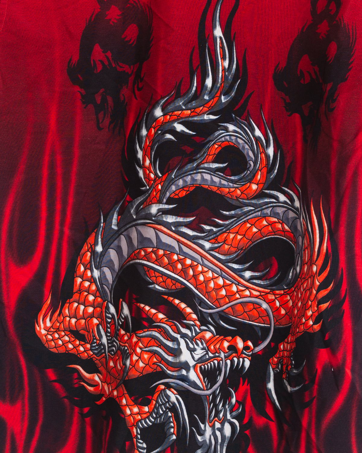 Vintage Y2k 2000s Authentic Shaolin Dragon Short Sleeve Button Up Shirt (Kids Medium 10-12)