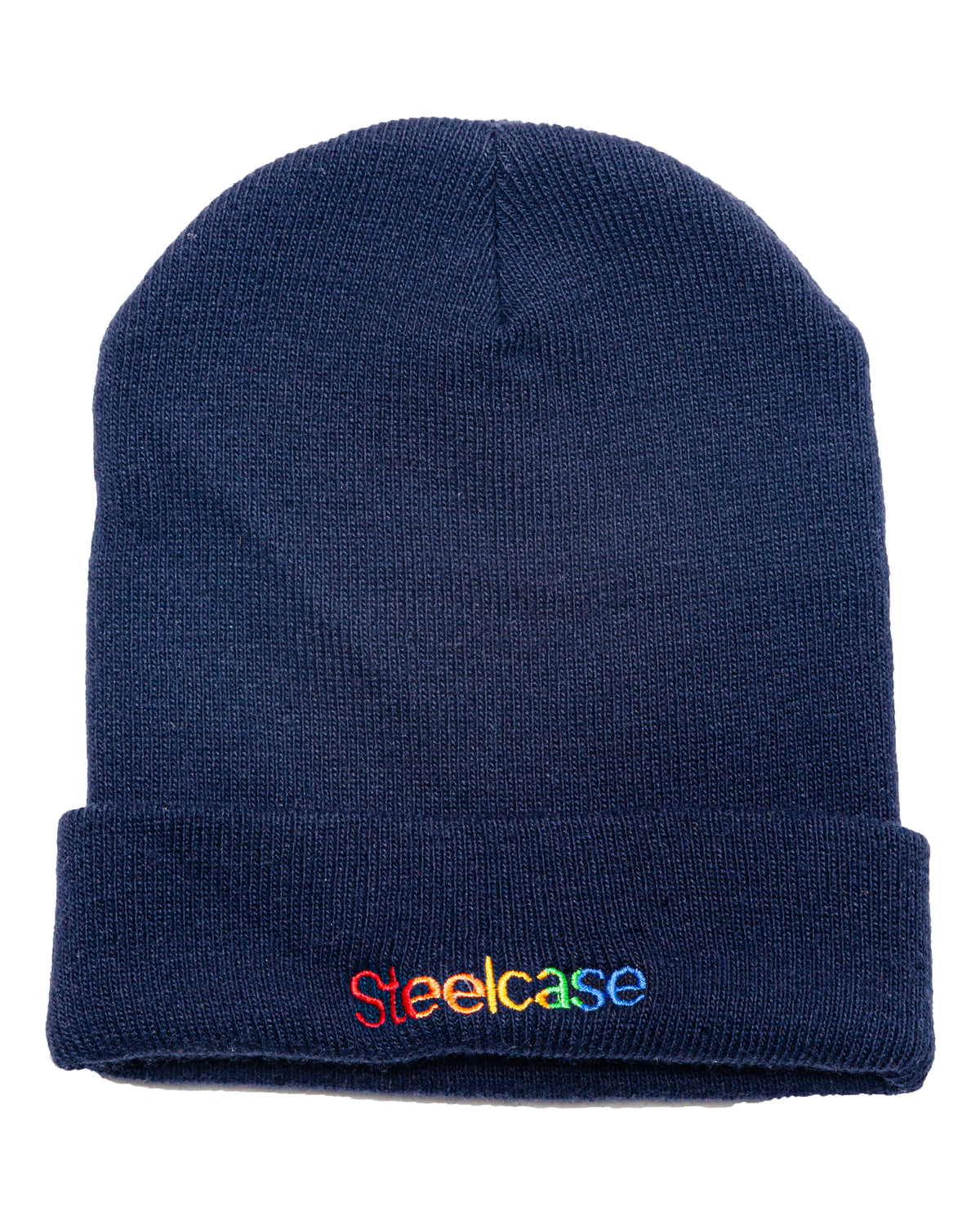 1980s Vintage Steelcase Rainbow Font Logo Winter Ski Hat Beanie