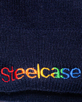 1980s Vintage Steelcase Rainbow Font Logo Winter Ski Hat Beanie
