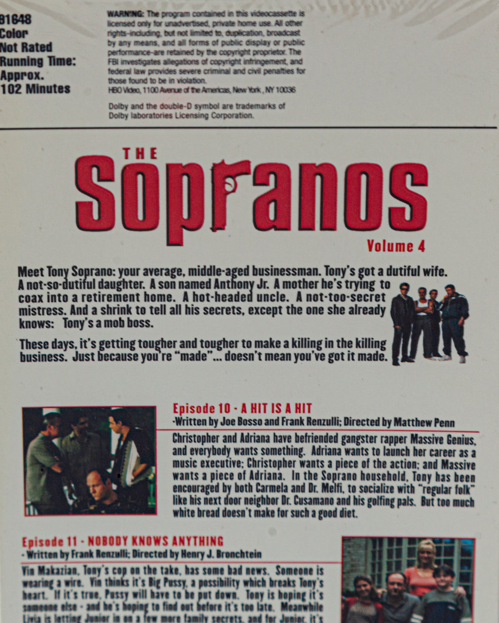 2000 (NOS) The Sopranos Volume 4 - VHS Tape
