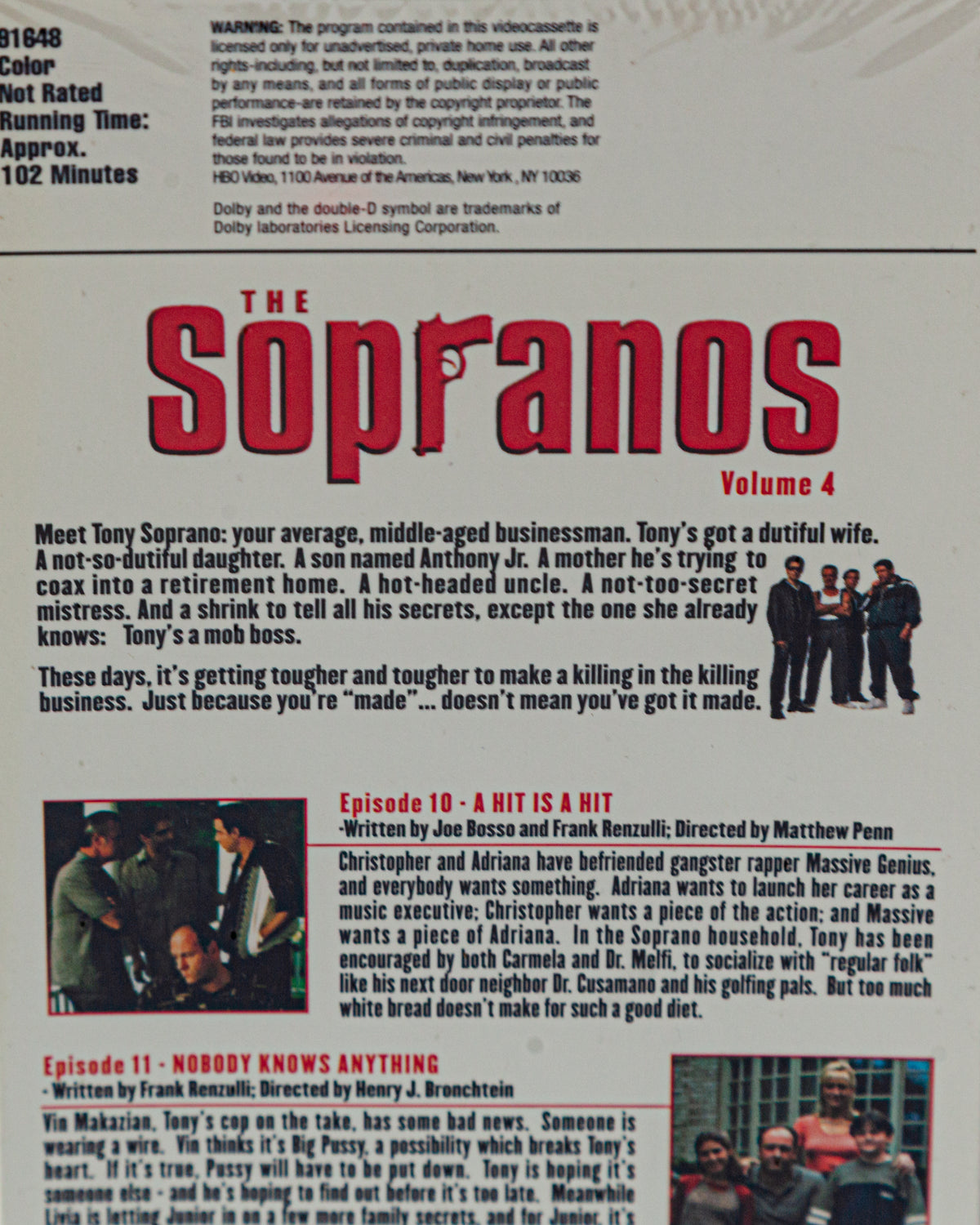 2000 (NOS) The Sopranos Volume 4 - VHS Tape