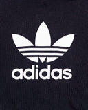 2000s Thrashed Black Adidas Trefoil Hooded Sweatshirt (Small)