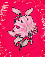 1990s Vintage Handmade Floral Glitter Puff Paint Flower Pink Tultex Sweatshirt