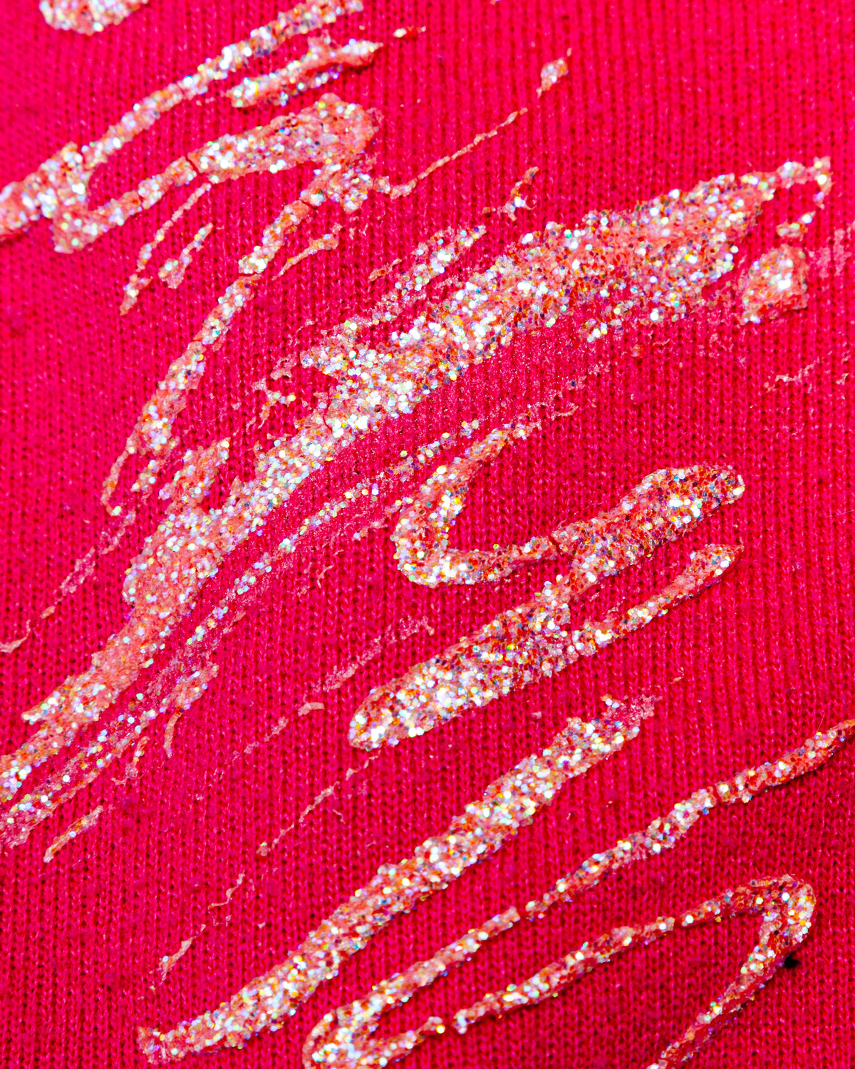 1990s Vintage Handmade Floral Glitter Puff Paint Flower Pink Tultex Sweatshirt