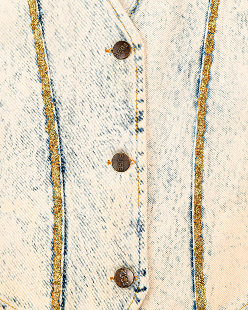 1980s Vintage Fuse Paris Acid Wash Denim Vest