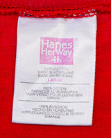 1990s Vintage Hanes Her Way Hand Embroidered Flower Floral Fabric T-Shirt