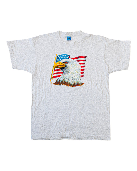 1990s Vintage Single Stitch Made in USA Eagle and Flag T-Shirt