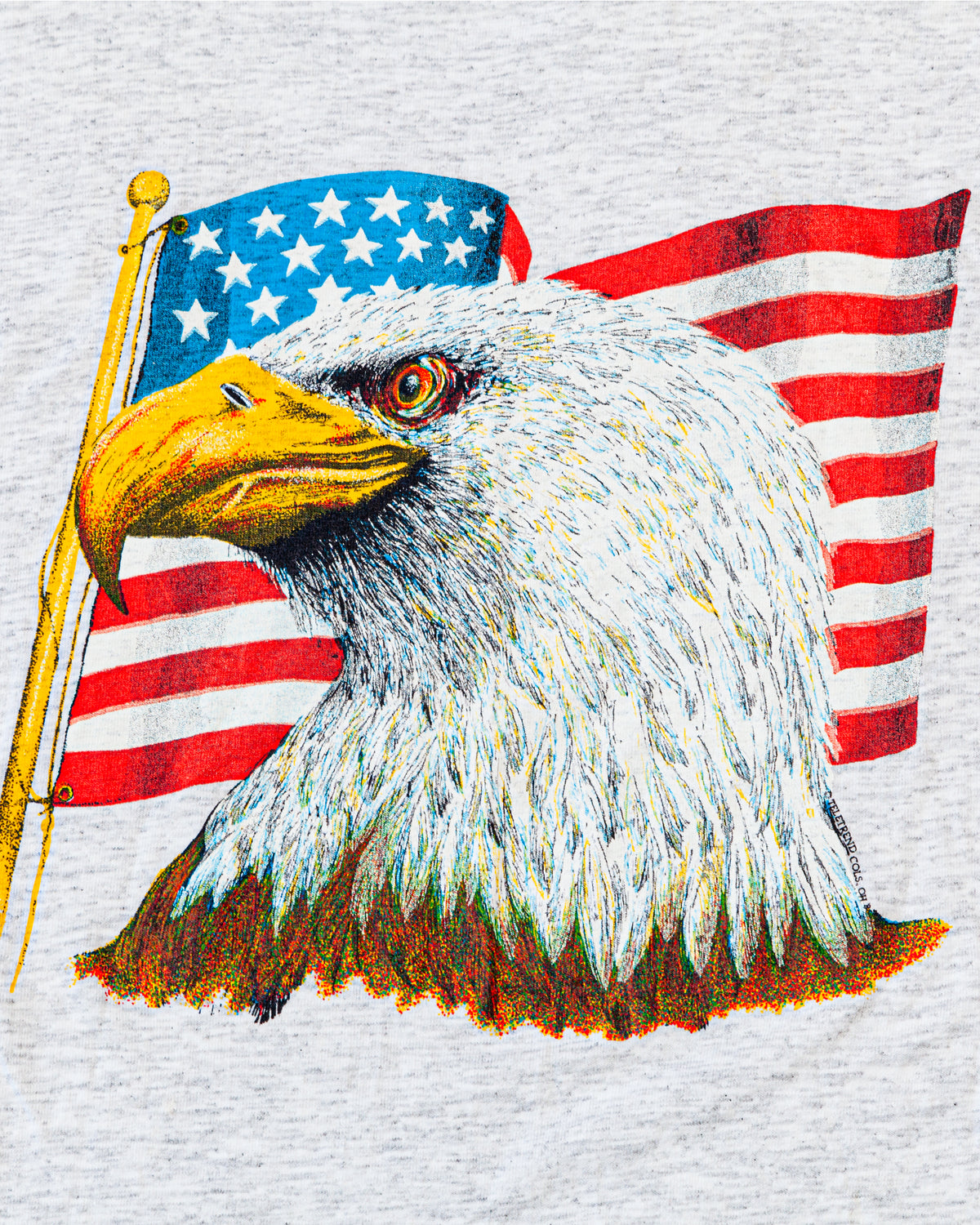 1990s Vintage Single Stitch Made in USA Eagle and Flag T-Shirt