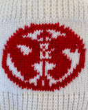 Vintage P&S Arrow White Knit Winter Ski Hat Beanie