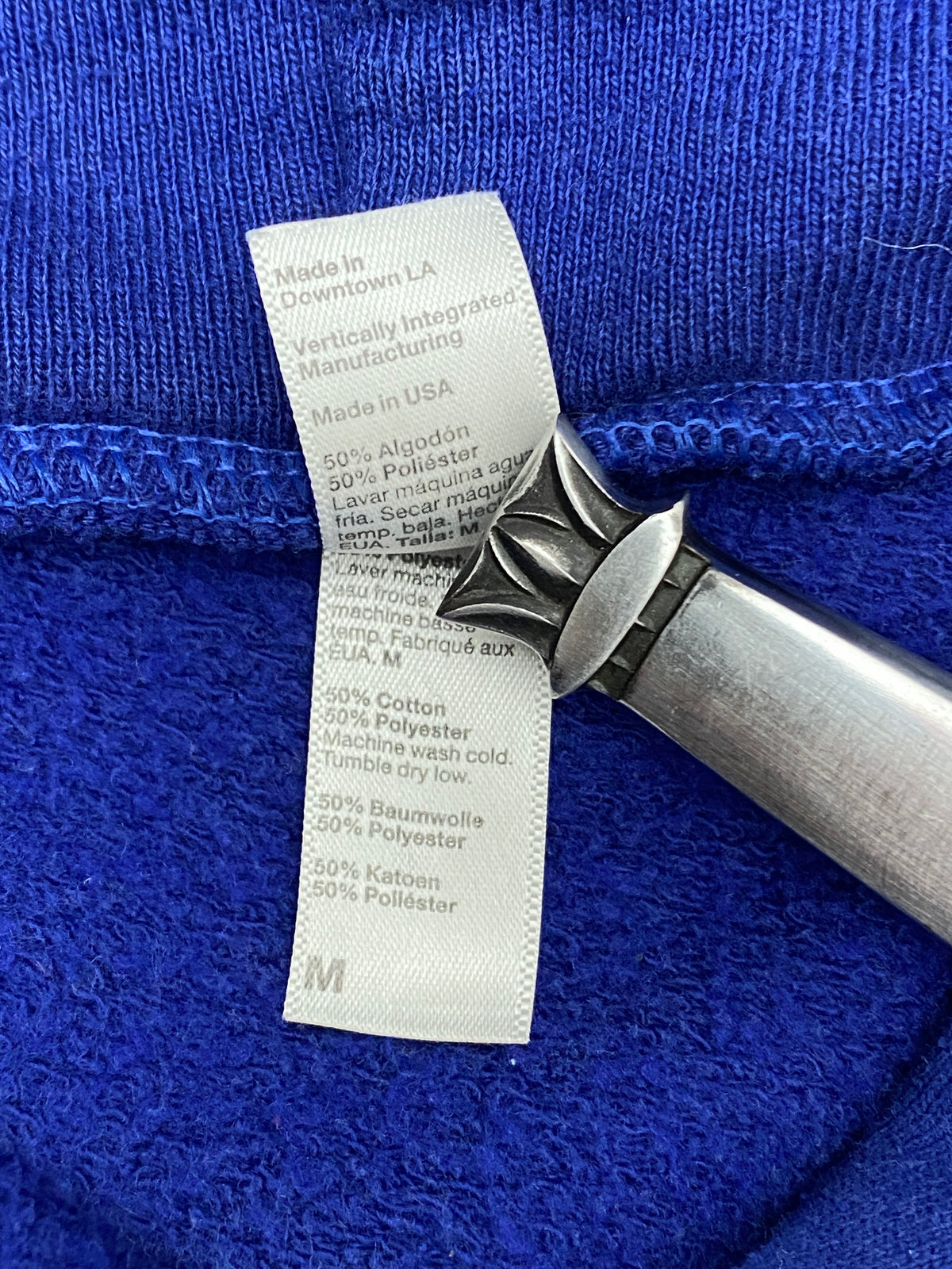 American Apparel Royal Blue Zip Up Hooded Sweatshirt (Medium)