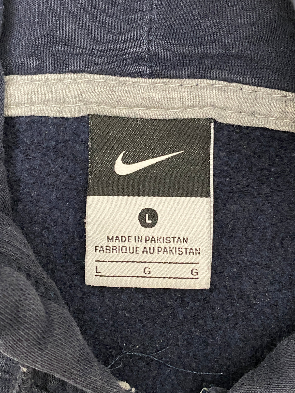 Nike Embroidered Swoosh Navy Blue Zip Up Hoodie (Large)