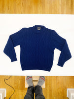 Vintage JC Penny Navy Blue Nautical Fisherman Chunky Knit Sweater (Medium)