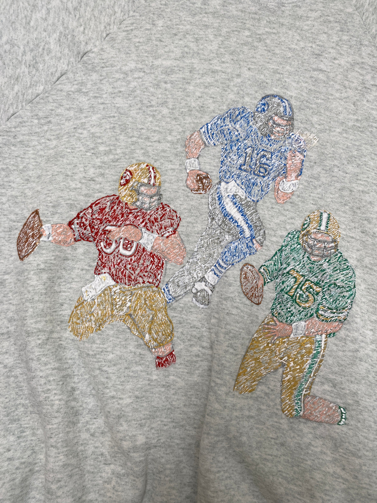 Vintage Fruit of The Loom FOTL Hand Painted Football NFL Sweatshirt (XL)