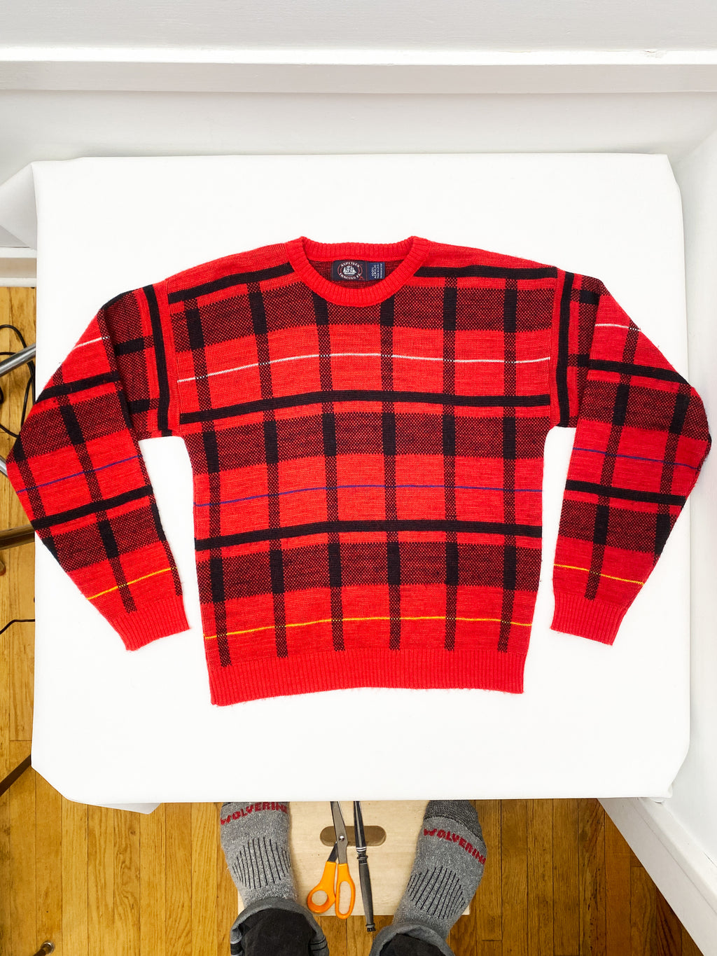 Vintage Aspetuck Trading Co. Made in USA Plaid Knit Sweater (XL 18-20)