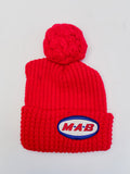 Vintage Chunky Knit Red M.A.B. Paints Patch Beanie Winter Ski Hat