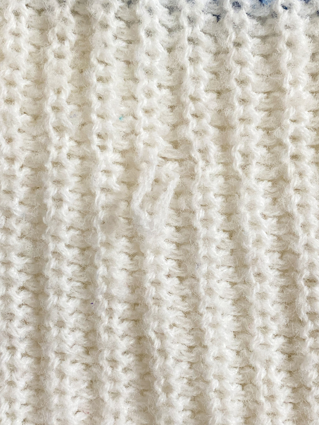 Vintage Blue & White Knit Winter Ski Hat Beanie