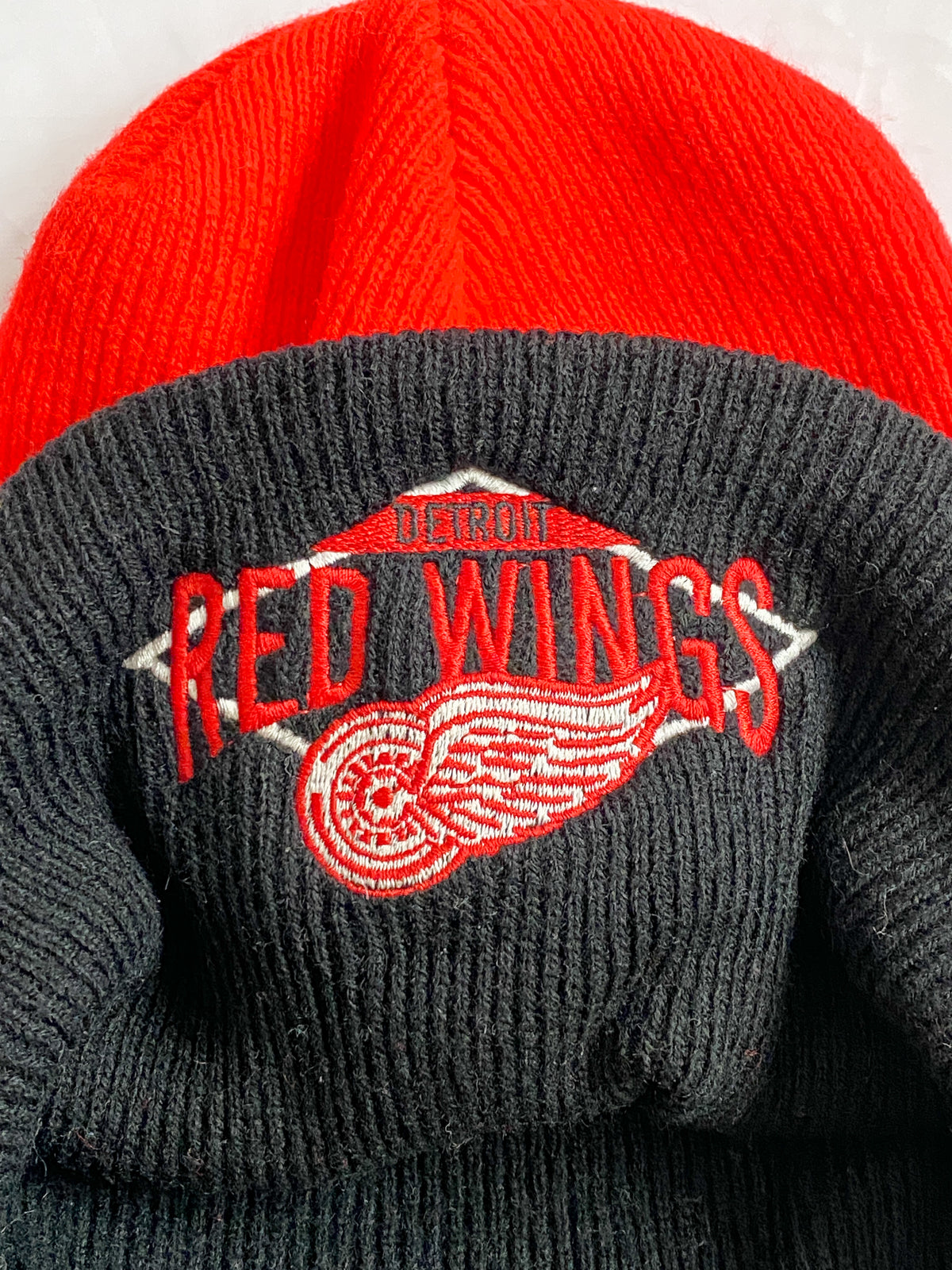 1990s Vintage Detroit Red Wings Knit Winter Ski Hat Beanie