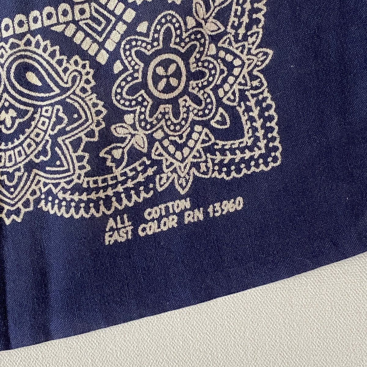 Vintage Fast Color RN 13960 Thin Navy Bandanna