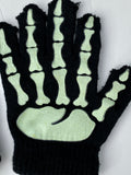 Vintage Knit Glow In The Dark Skeleton Fingerless Bone Gloves (One Size)