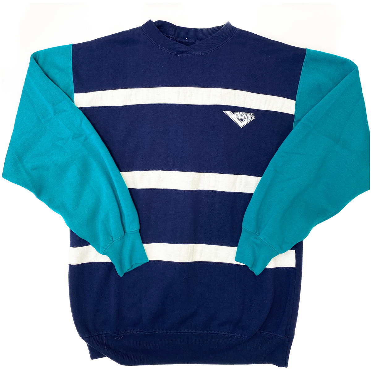 Vintage Pony Color Block Striped Sweatshirt (Large)