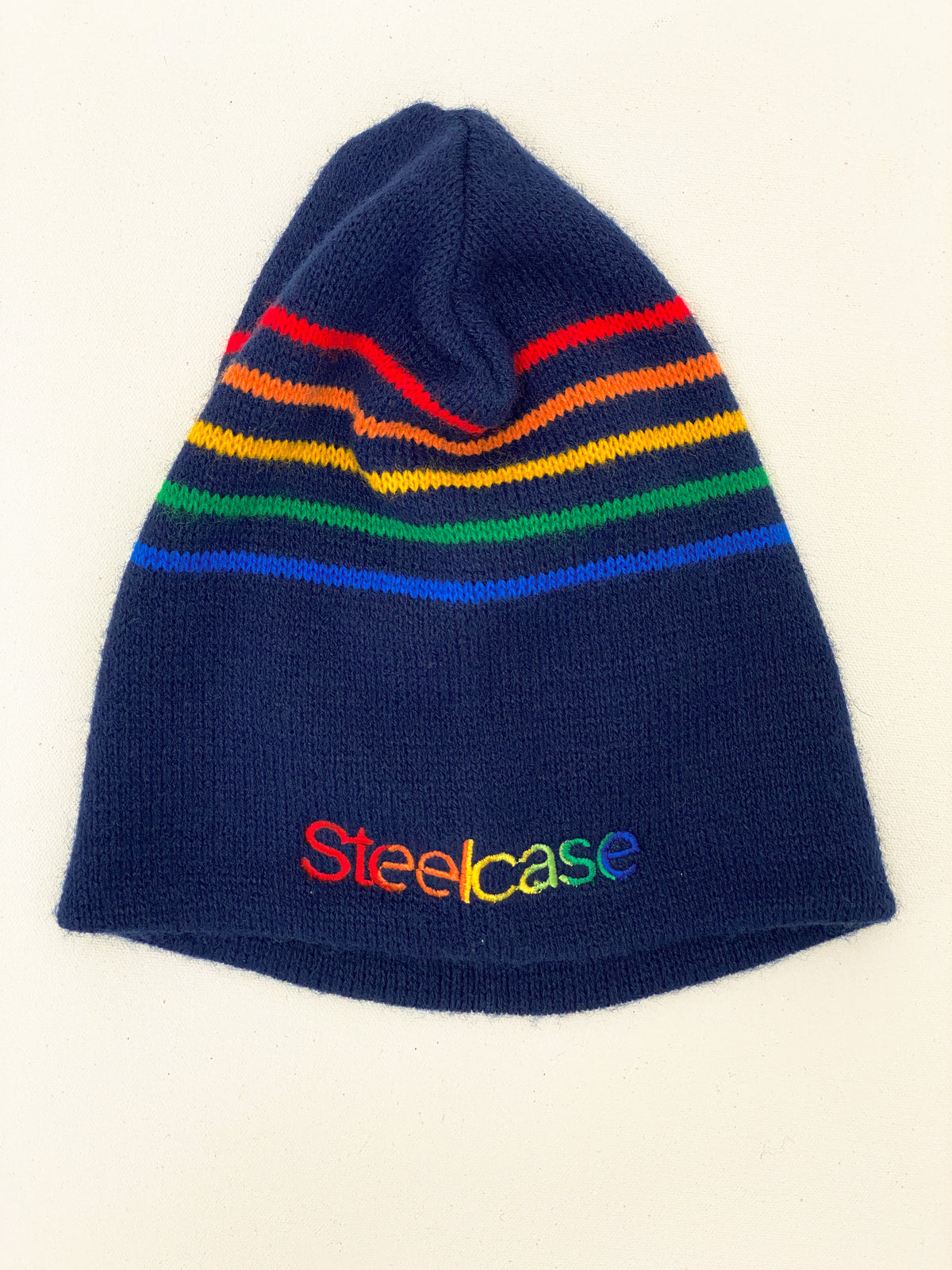 Vintage 1990s Steelcase Rainbow Font Logo Winter Ski Hat Beanie