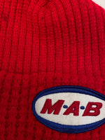 Vintage Chunky Knit Red M.A.B. Paints Patch Beanie Winter Ski Hat
