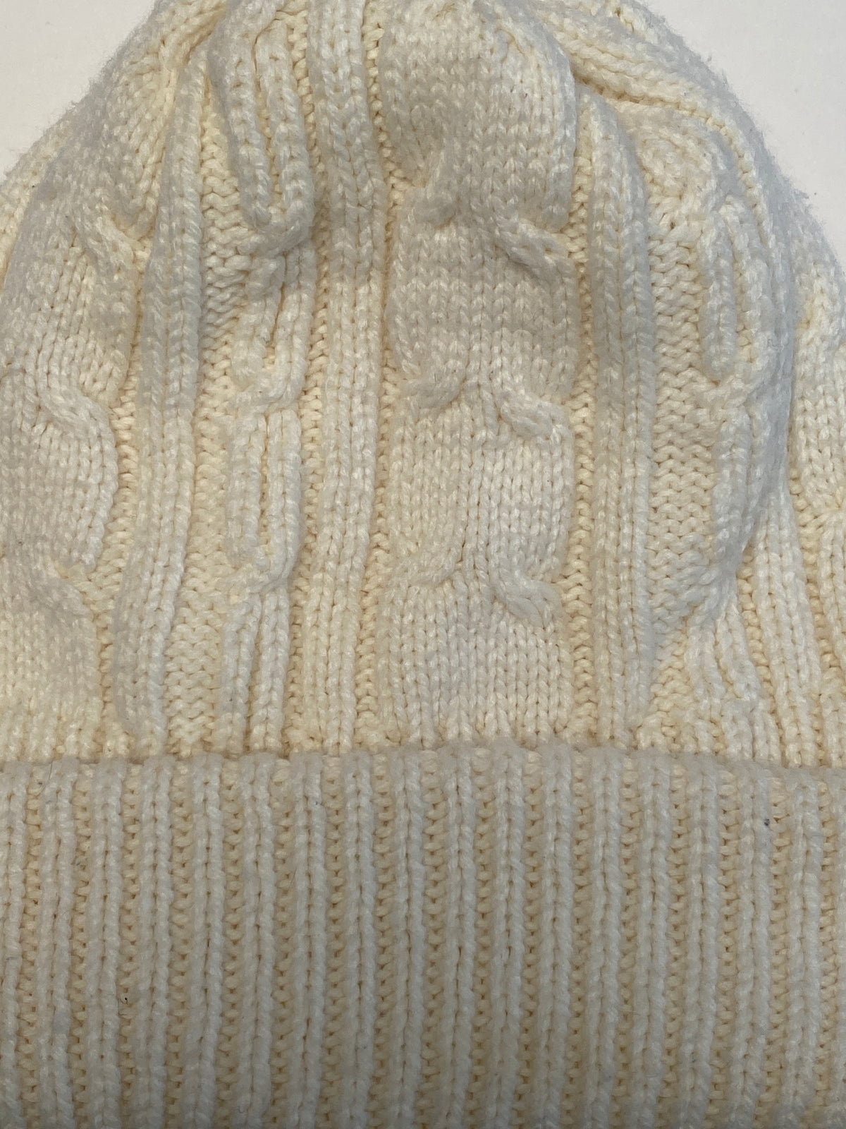 Vintage Chunky Knit Hanes Her Way Cream Beanie Winter Ski Hat