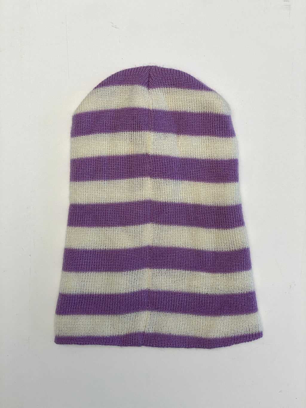 Vintage Purple White Stripe Winter Ski Hat Beanie