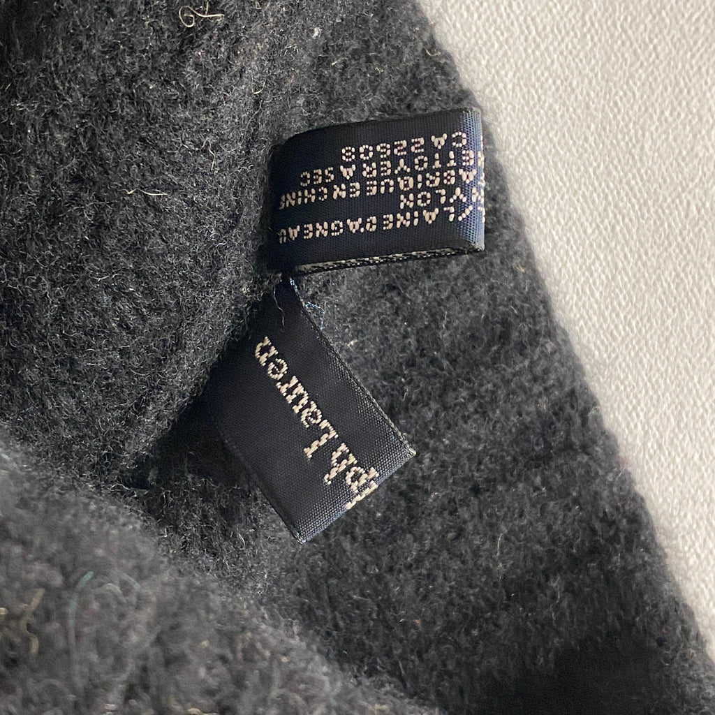 Polo Ralph Lauren Black Wool Ribbed Beanie Winter Hat