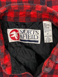 Vintage Insulated Red Buffalo Check Flannel Plaid Button Up Shirt (Medium)
