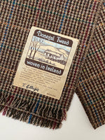 Vintage Donegal Tweed Made in Ireland Glen Check Orange Plaid Wool Scarf