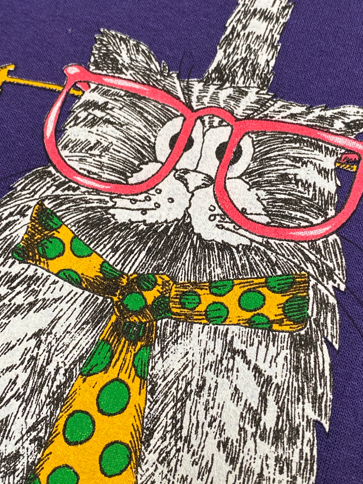 Vintage Get Serious Wacky Cat Purple Crewneck Sweatshirt Carol Montgomery (XL)