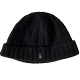 Polo Ralph Lauren Black Wool Ribbed Beanie Winter Hat
