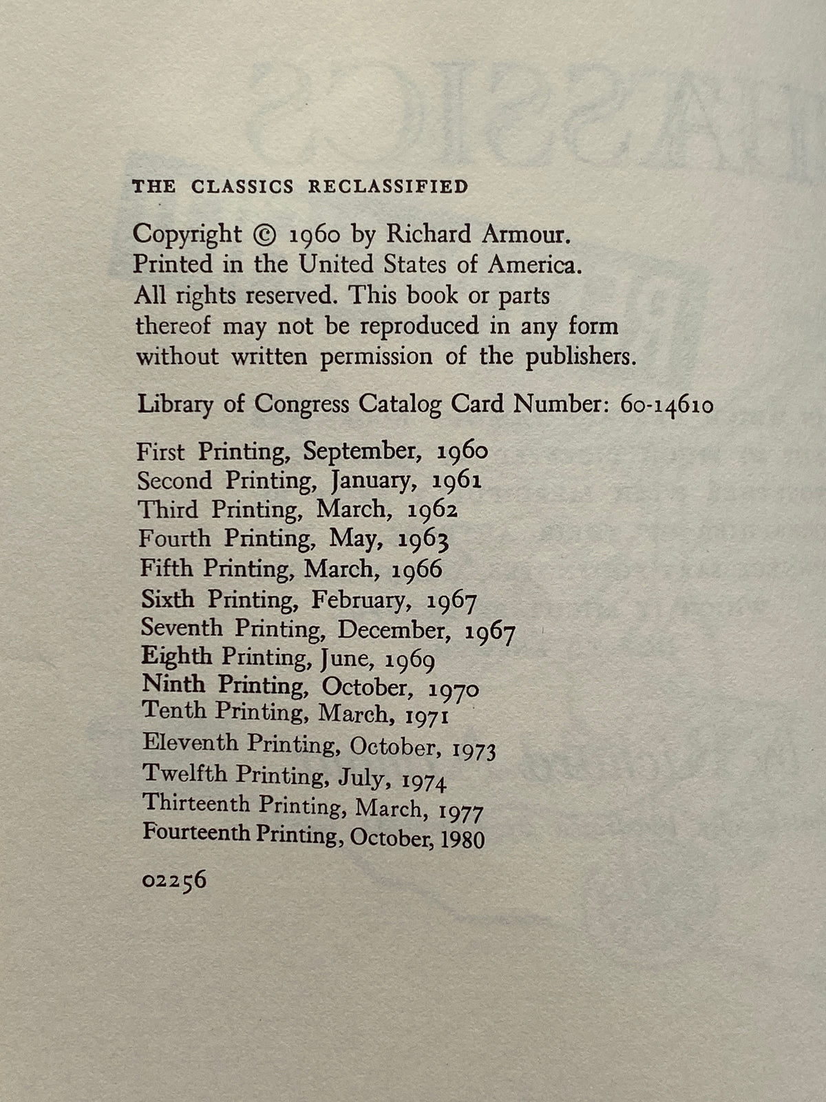 The Classics Reclassified by Richard Armour - Paperback Book